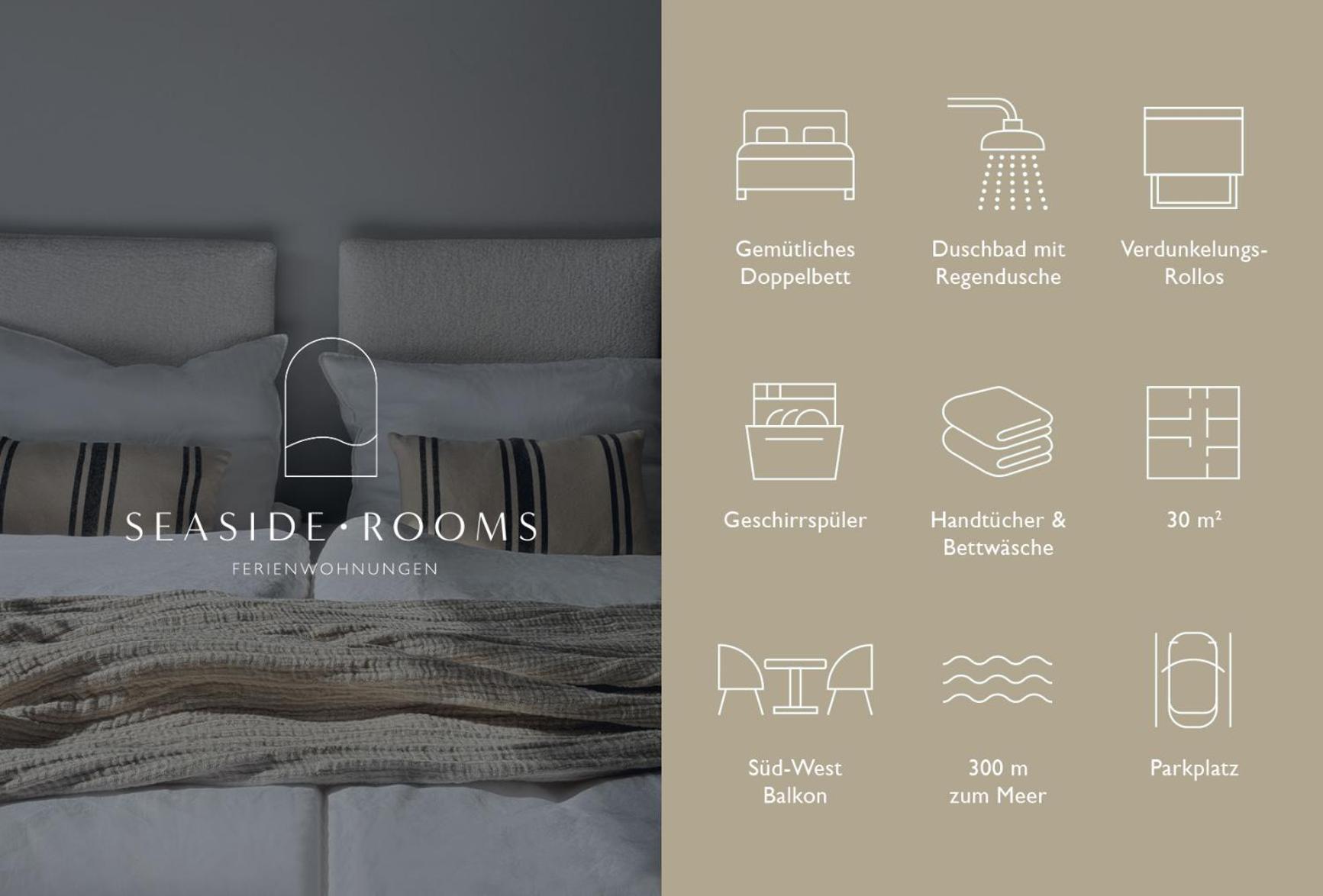 Seaside Rooms - Design-Apartment Mit Balkon & Parkplatz - Inklusive Strandkorb Direkt Am Wasser Und Spa & Sauna Saisonal 부숨 외부 사진